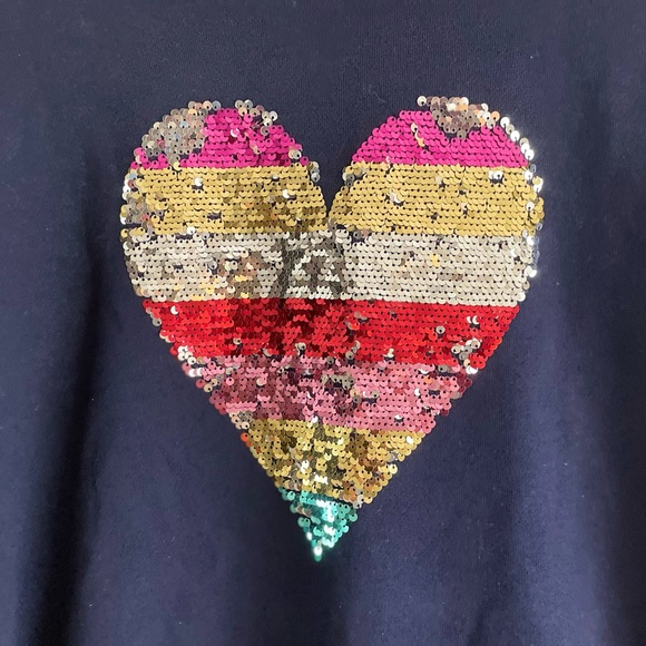 LAST CHANCE!! Gap Kids Navy Sweatshirt, Rainbow Flippy Heart. XL (12) - Picture 2 of 8